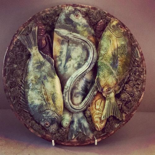 an antique palissey charger - CATEGORY: ANTIQUE CERAMICS - DATED 19TH CENTURY