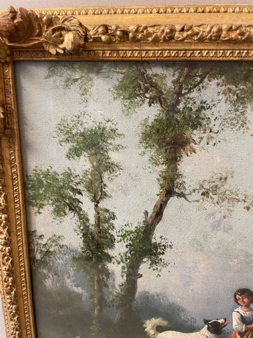 AN ANTIQUE CONTINENTAL OIL ON CANVAS - ADDITIONAL PHOTO 2