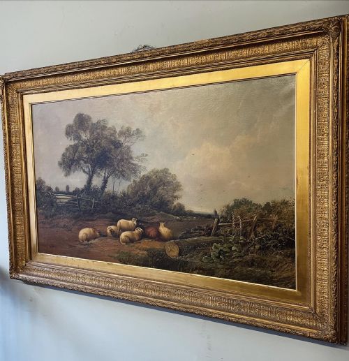 an antique painting of a country scene - CATEGORY: ANTIQUE ART - DATED 19TH CENTURY