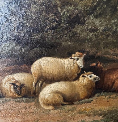 AN ANTIQUE PAINTING OF A COUNTRY SCENE - ADDITIONAL PHOTO 1