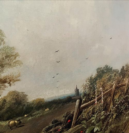 AN ANTIQUE PAINTING OF A COUNTRY SCENE - ADDITIONAL PHOTO 2