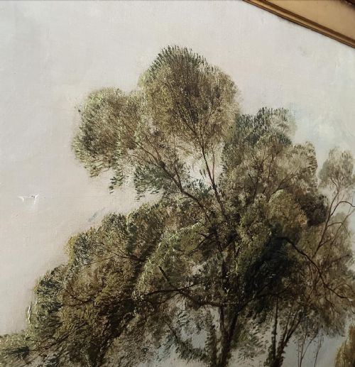 AN ANTIQUE PAINTING OF A COUNTRY SCENE - ADDITIONAL PHOTO 3