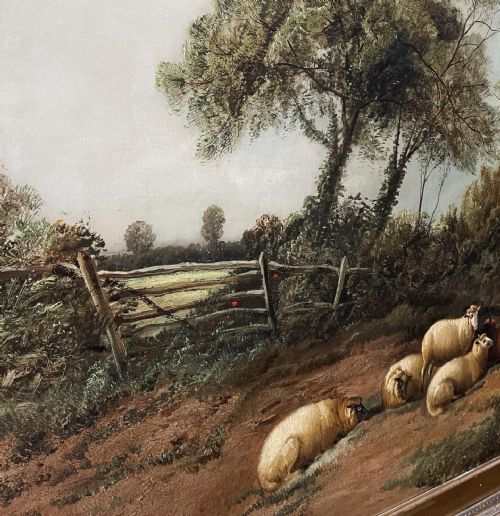 AN ANTIQUE PAINTING OF A COUNTRY SCENE - ADDITIONAL PHOTO 5