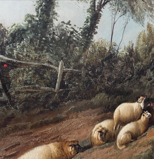 AN ANTIQUE PAINTING OF A COUNTRY SCENE - ADDITIONAL PHOTO 6