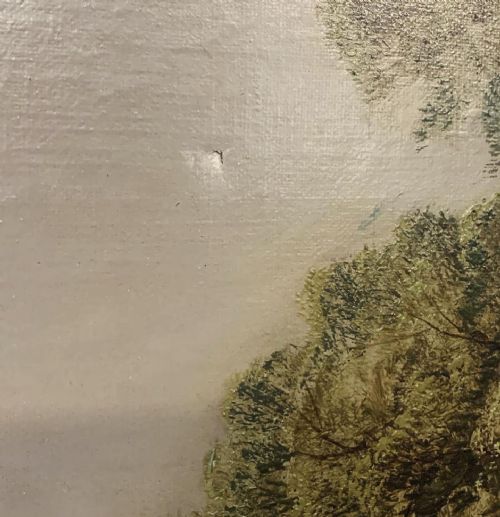 AN ANTIQUE PAINTING OF A COUNTRY SCENE - ADDITIONAL PHOTO 9