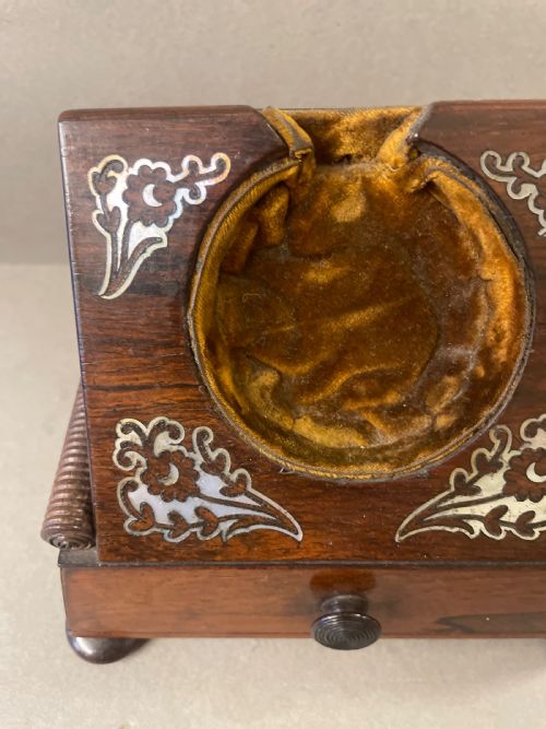 AN ANTIQUE ROSEWOOD POCKET WATCH HOLDER - ADDITIONAL PHOTO 2
