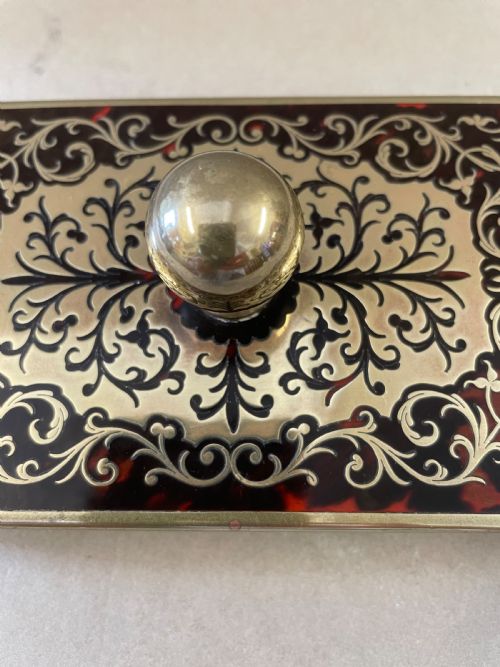 AN ANTIQUE BOULLE PAPERWEIGHT - ADDITIONAL PHOTO 2