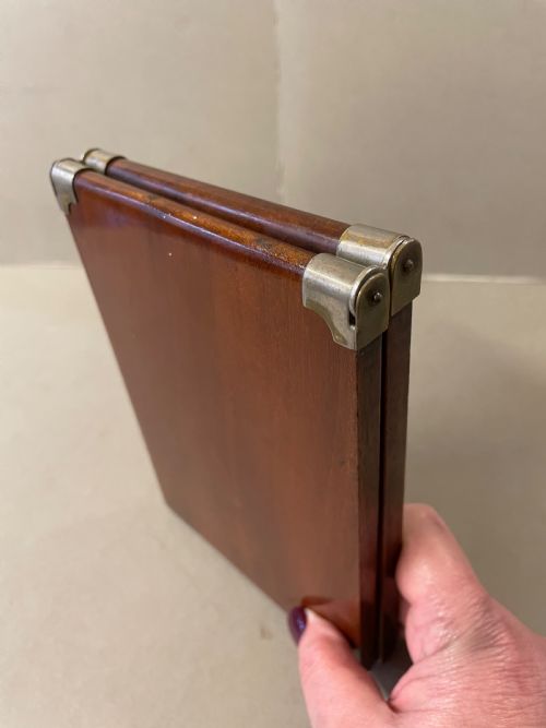 AN ANTIQUE CAMPAIGN MIRROR - ADDITIONAL PHOTO 4