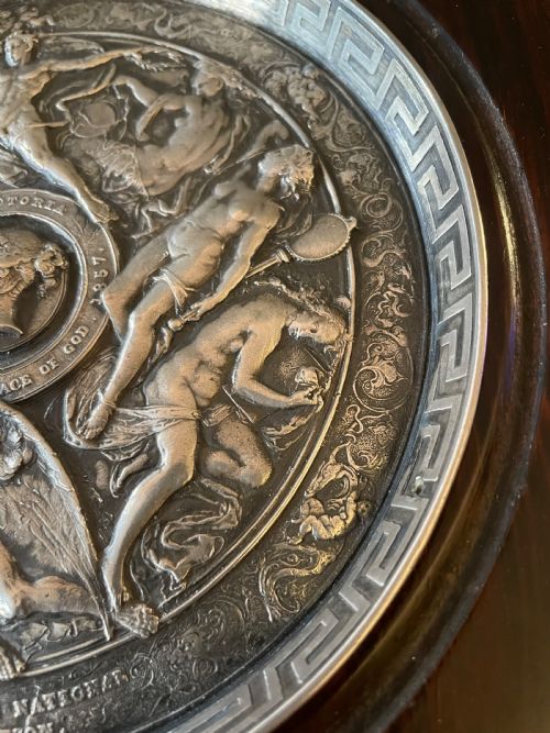 AN ANTIQUE PLATED PLAQUE - ADDITIONAL PHOTO 2