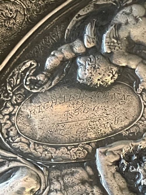 AN ANTIQUE PLATED PLAQUE - ADDITIONAL PHOTO 5