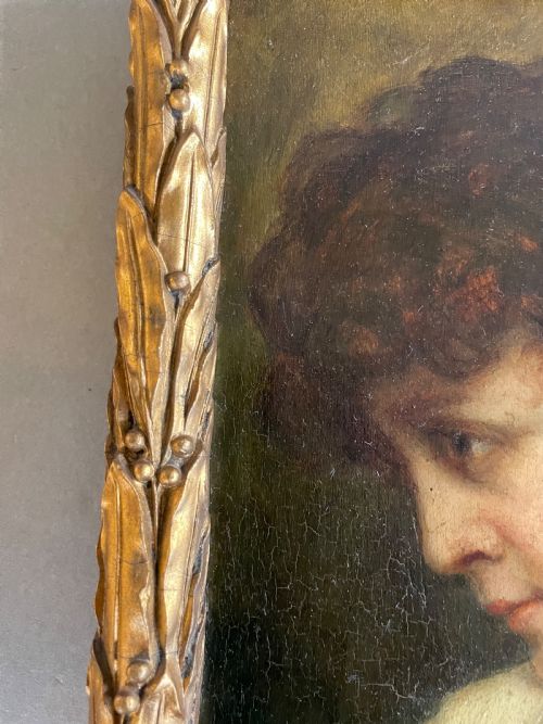 AN ANTIQUE PAINTING OF A CHILD - ADDITIONAL PHOTO 2