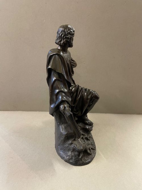 AN ANTIQUE BRONZE OF SAINT PAUL - ADDITIONAL PHOTO 3