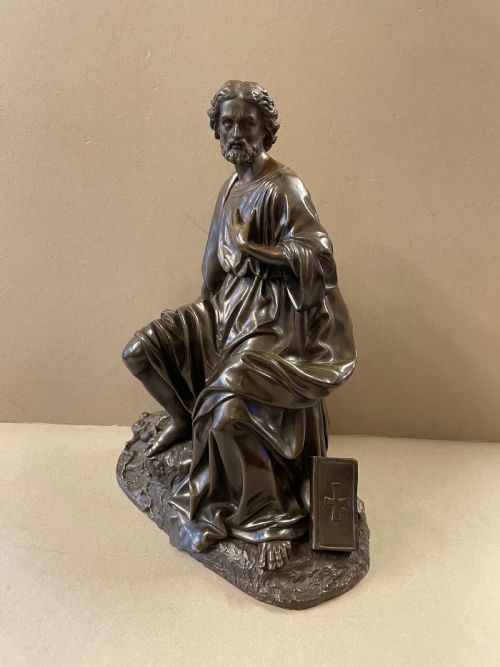 AN ANTIQUE BRONZE OF SAINT PAUL - ADDITIONAL PHOTO 4
