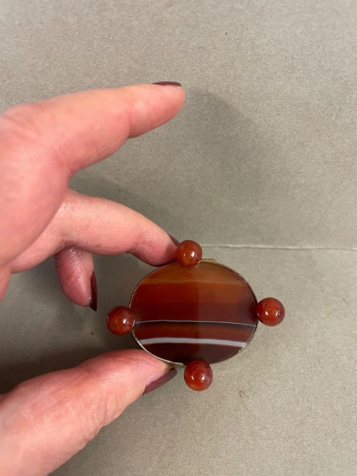 AN ANTIQUE BANDED AGATE TRINKET BOX - ADDITIONAL PHOTO 5