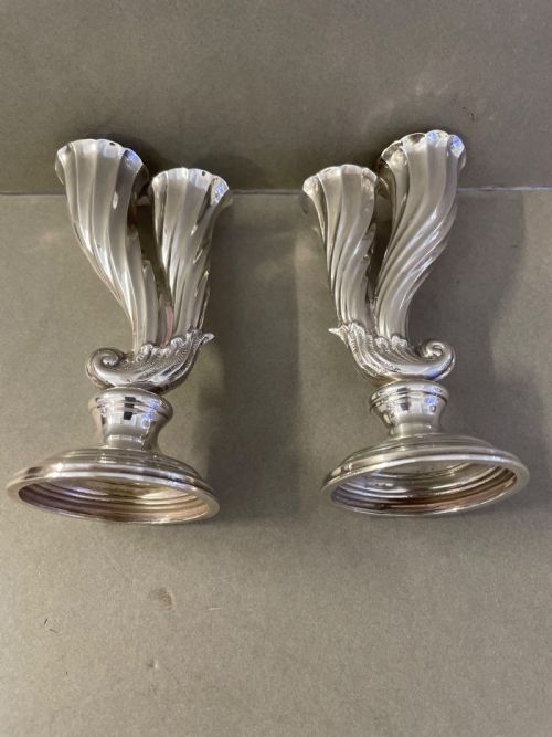 A 19THC PAIR OF SILVER BUD VASES - ADDITIONAL PHOTO 3