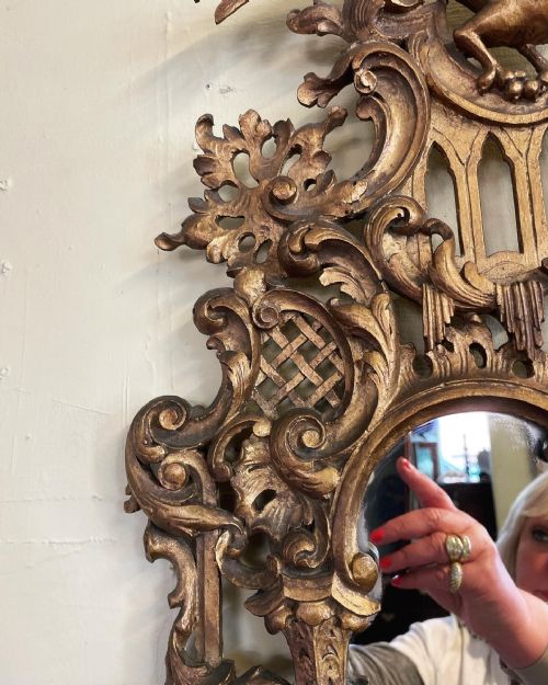 AN ANTIQUE CHINESE CHIPPENDALE MIRROR - ADDITIONAL PHOTO 2