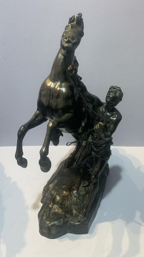 AN ANTIQUE PAIR OF BRONZE MARLEY HORSES - ADDITIONAL PHOTO 1