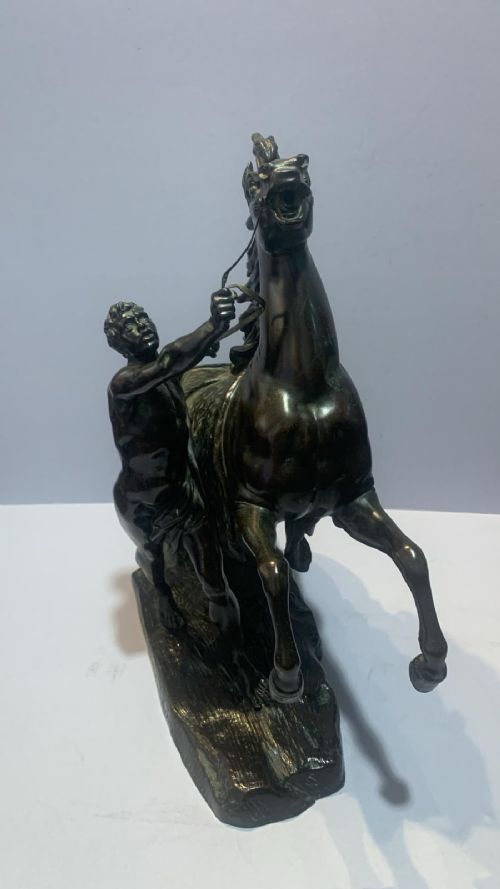 AN ANTIQUE PAIR OF BRONZE MARLEY HORSES - ADDITIONAL PHOTO 2