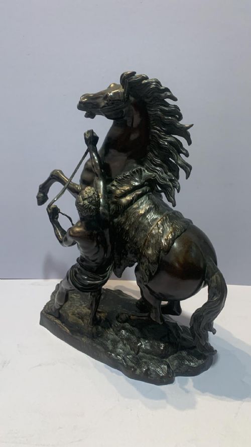 AN ANTIQUE PAIR OF BRONZE MARLEY HORSES - ADDITIONAL PHOTO 3