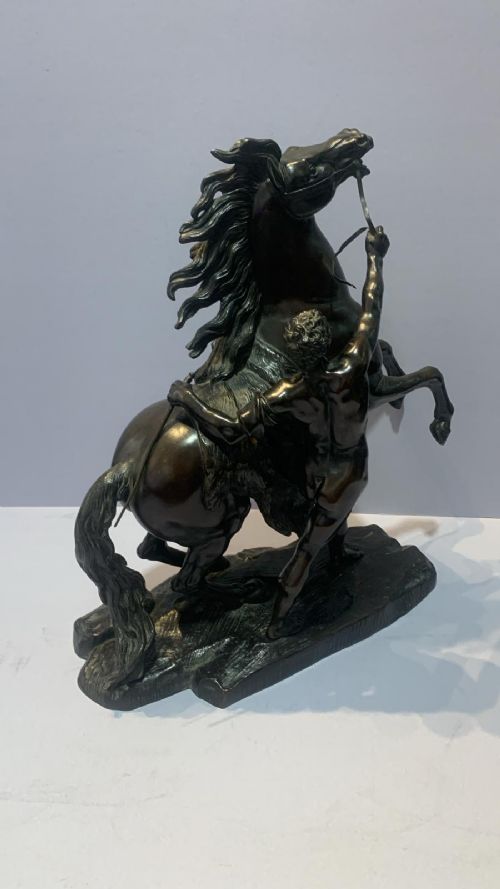 AN ANTIQUE PAIR OF BRONZE MARLEY HORSES - ADDITIONAL PHOTO 4