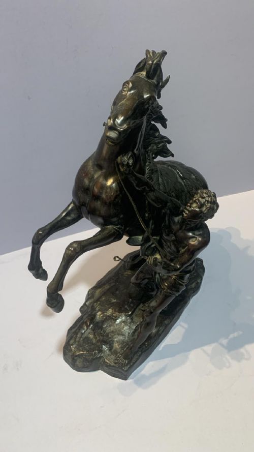 AN ANTIQUE PAIR OF BRONZE MARLEY HORSES - ADDITIONAL PHOTO 6