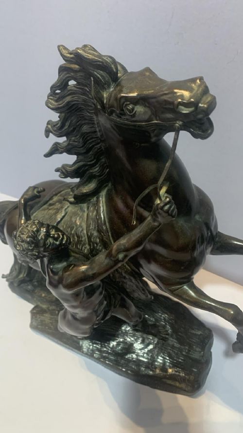AN ANTIQUE PAIR OF BRONZE MARLEY HORSES - ADDITIONAL PHOTO 7