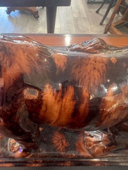 AN ANTUQUE TREACLE GLAZED LION - ADDITIONAL PHOTO 4