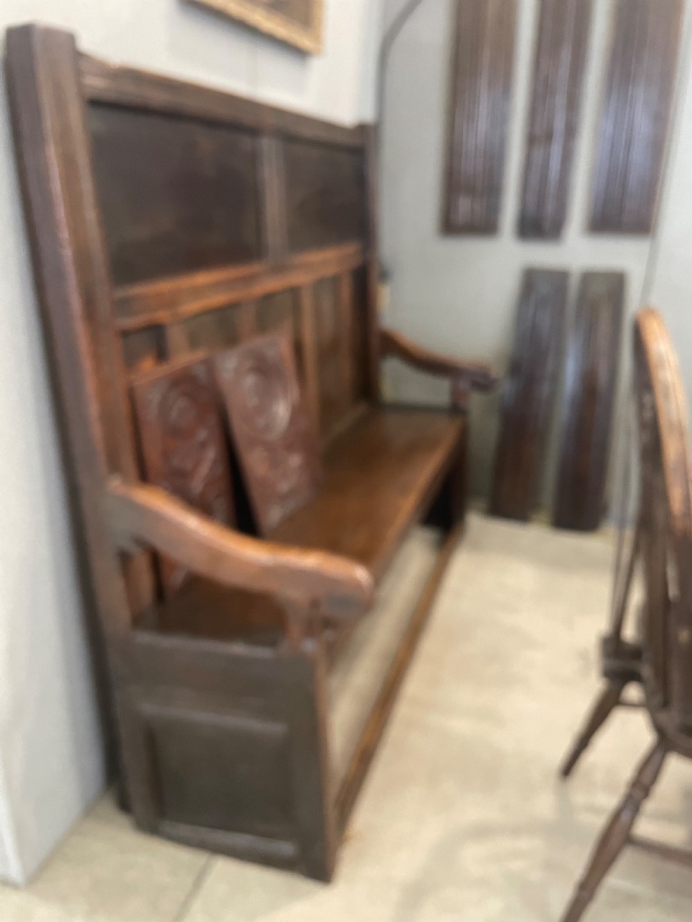 An Antique 18thC High Back Oak Settle View II
