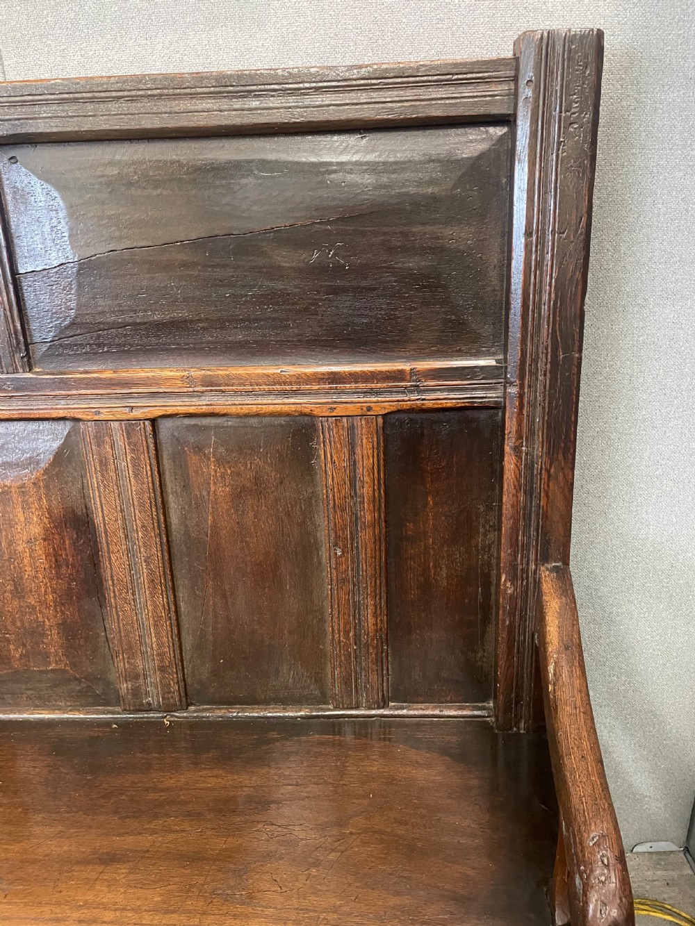 An Antique 18thC High Back Oak Settle View V