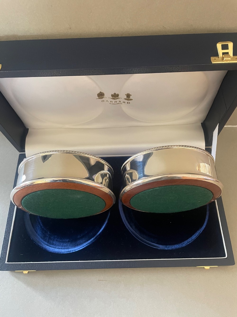 A Vintage Pair Of Garrard Silver Coasters View II