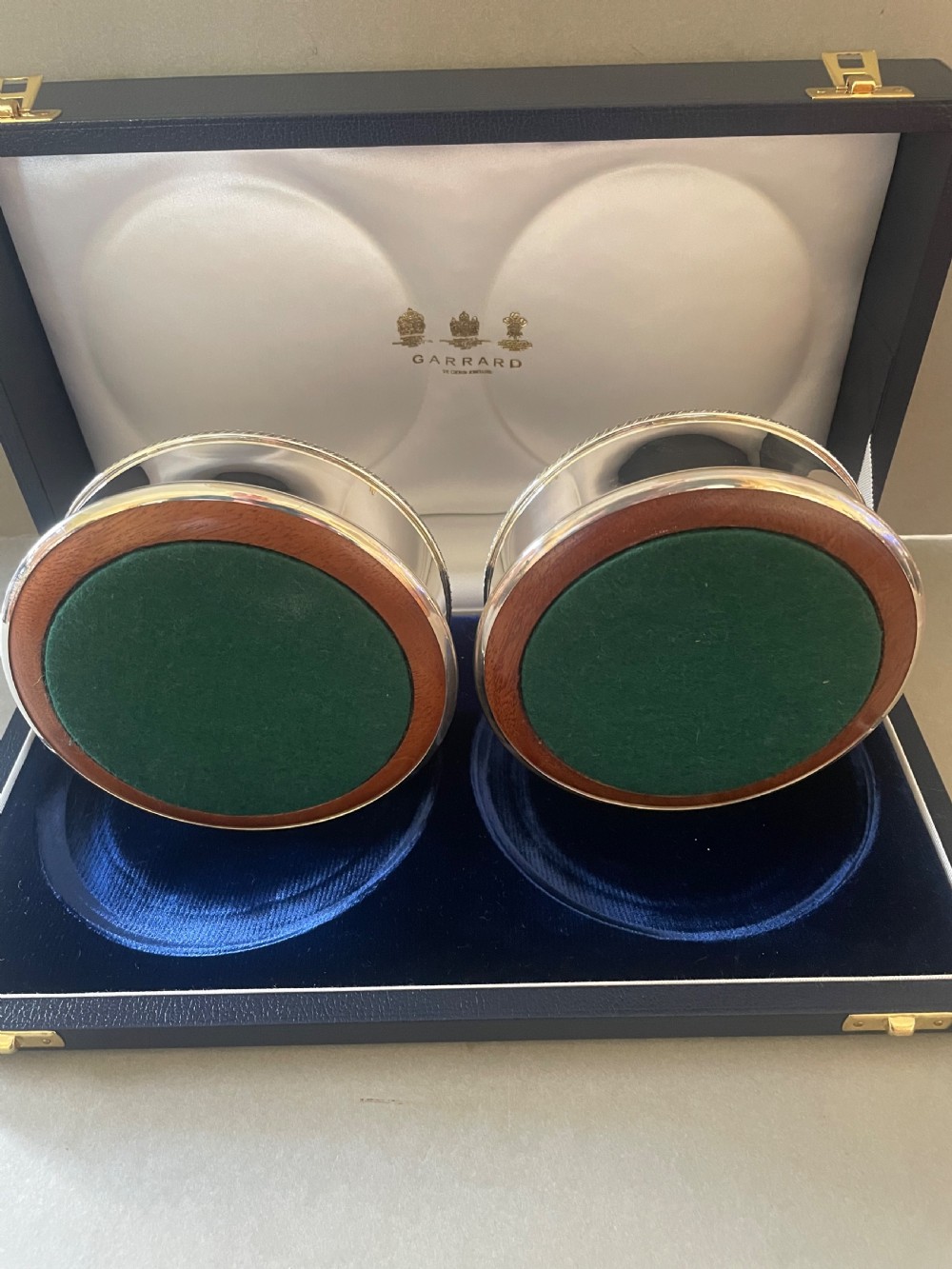 A Vintage Pair Of Garrard Silver Coasters View III