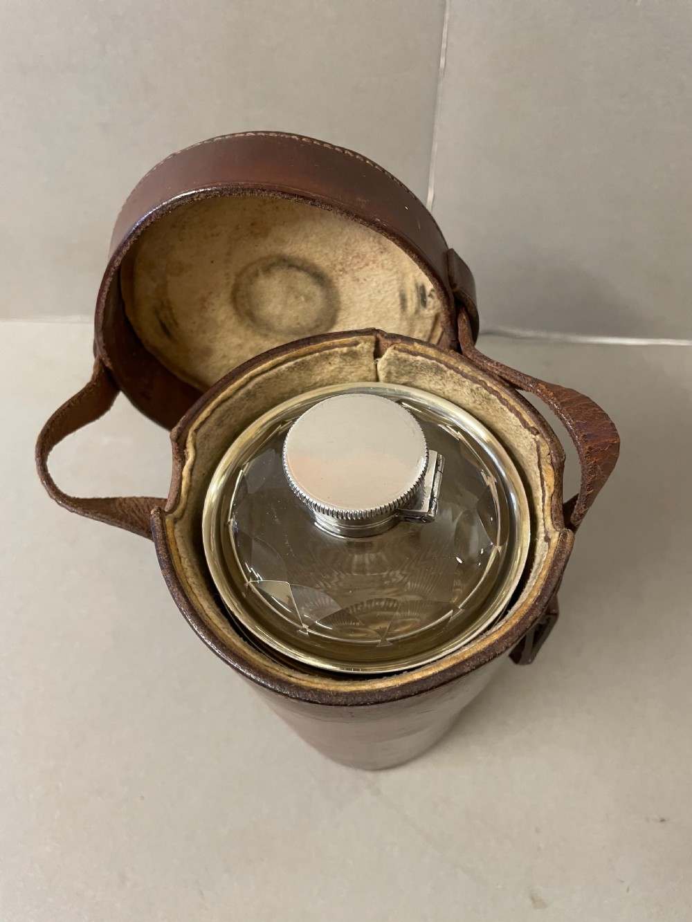 An Antique  hunting flask and four cups View III