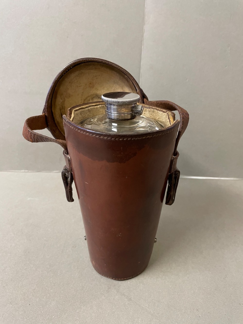 An Antique  hunting flask and four cups View VI