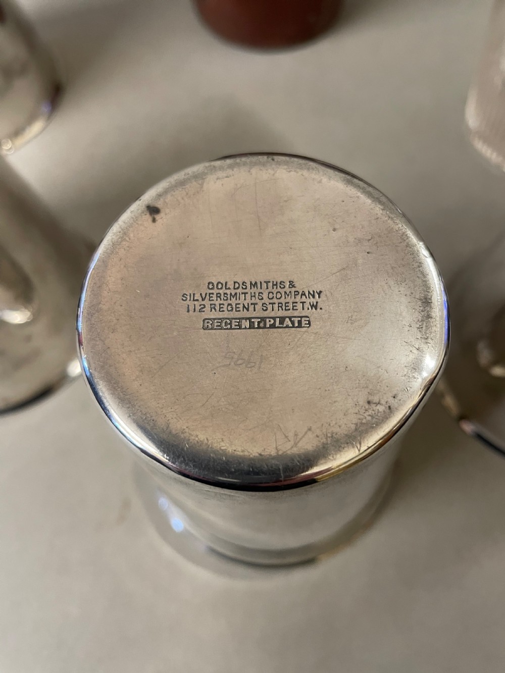 An Antique  hunting flask and four cups View VII