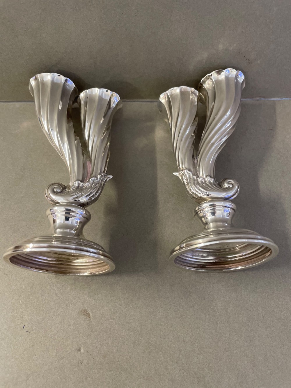 A 19thC pair of silver bud vases View IV