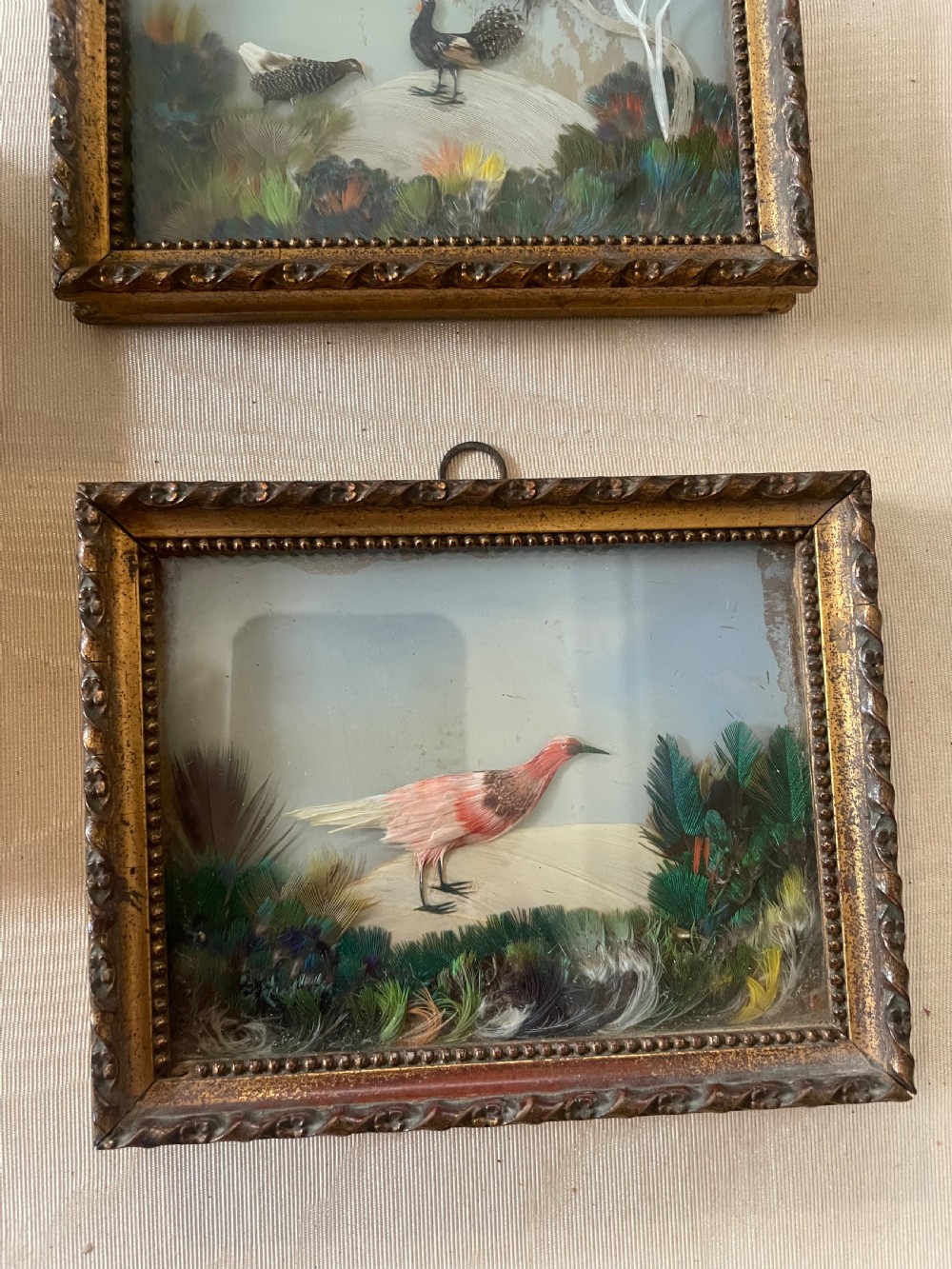 An Antique trio of feather pictures View IV