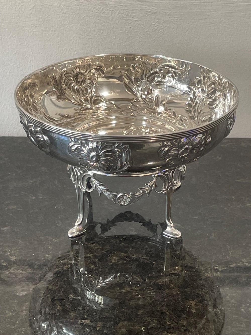 A silver Fruit bowl or Bon Bon dish on stand