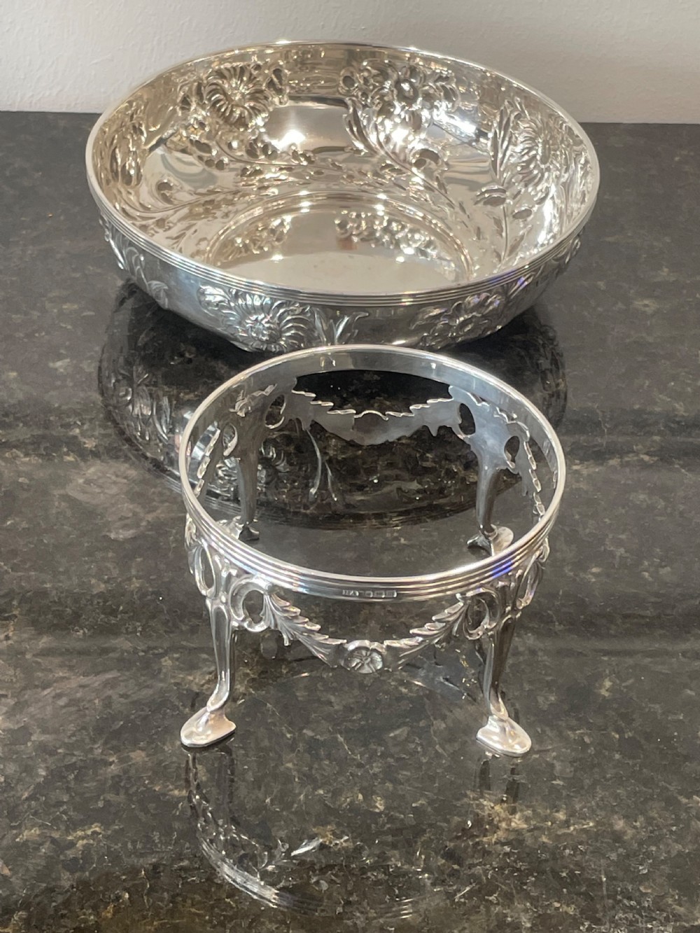 A silver Fruit bowl or Bon Bon dish on stand View VI
