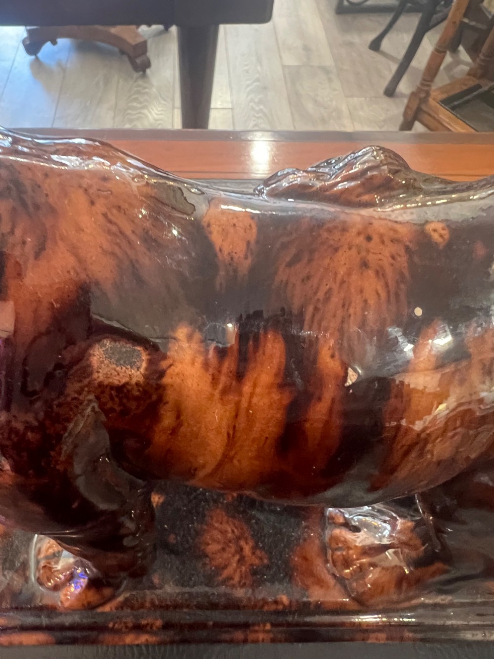 An Antuque Treacle Glazed Lion View V