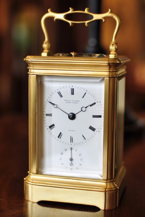 howell and james repeatalarm carriage clock - CATEGORY: ANTIQUE CLOCKS - DATED 1870