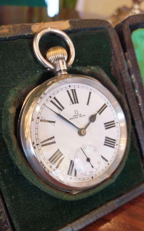 omega pocket watch with stand - CATEGORY: ANTIQUE CLOCKS - DATED 1890