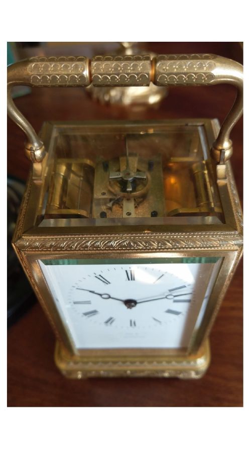 EARLY CARRIAGE CLOCK BY BRUNELOT - ADDITIONAL PHOTO 1