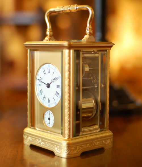 ENGRAVED REPEATER CARRIAGE CLOCK WITH CASE - ADDITIONAL PHOTO 5