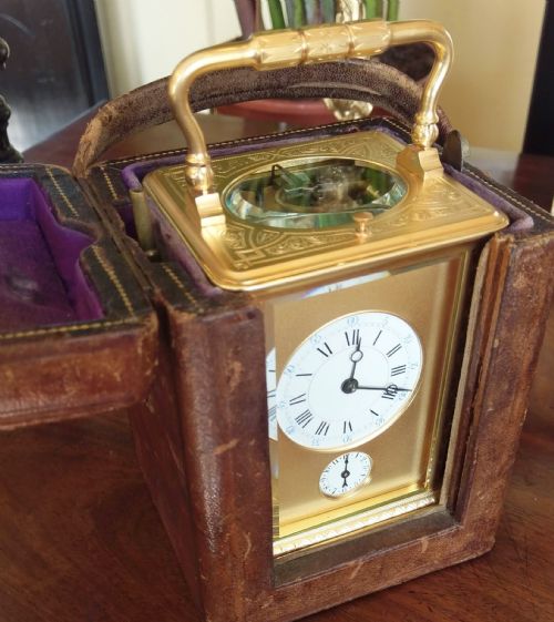 ENGRAVED REPEATER CARRIAGE CLOCK WITH CASE - ADDITIONAL PHOTO 2