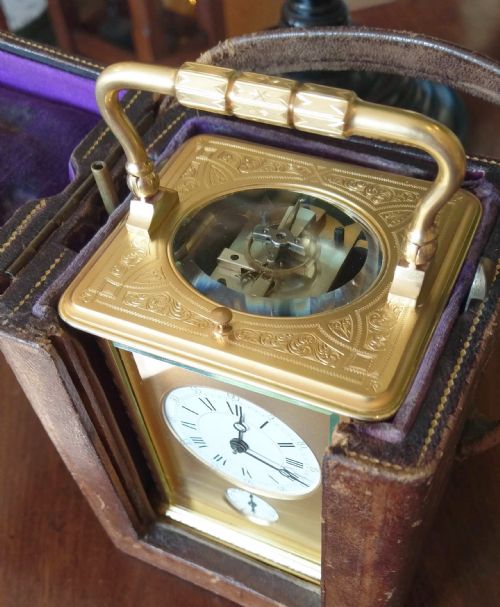 ENGRAVED REPEATER CARRIAGE CLOCK WITH CASE - ADDITIONAL PHOTO 3