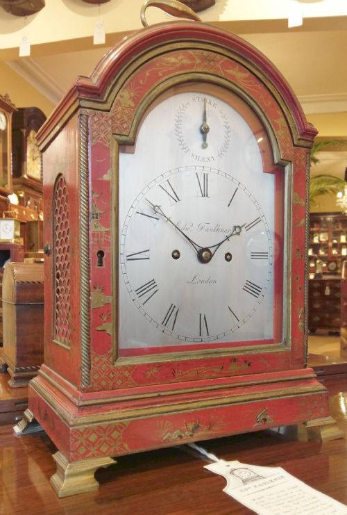 mantel or bracket clock superb red lacquer - CATEGORY: ANTIQUE CLOCKS - DATED 1800