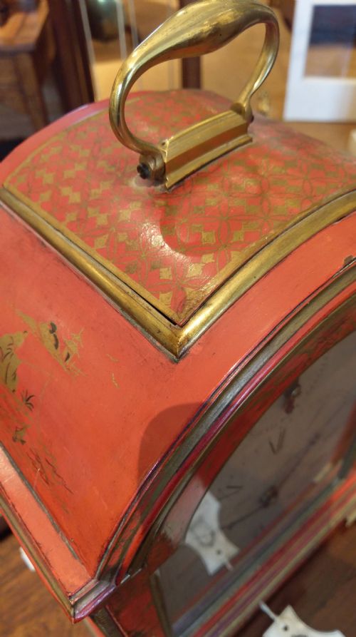 MANTEL OR BRACKET CLOCK SUPERB RED LACQUER - ADDITIONAL PHOTO 4
