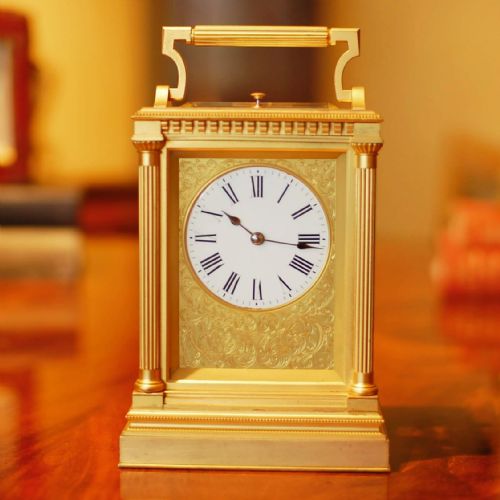 large quarter striking british carriage clock - CATEGORY: ANTIQUE CLOCKS - DATED 19TH CENTURY