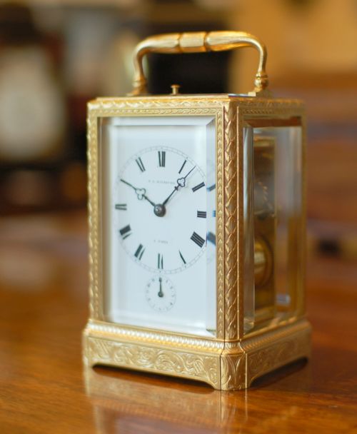 early carriage clock by flhausburg - CATEGORY: ANTIQUE CLOCKS - DATED 1850