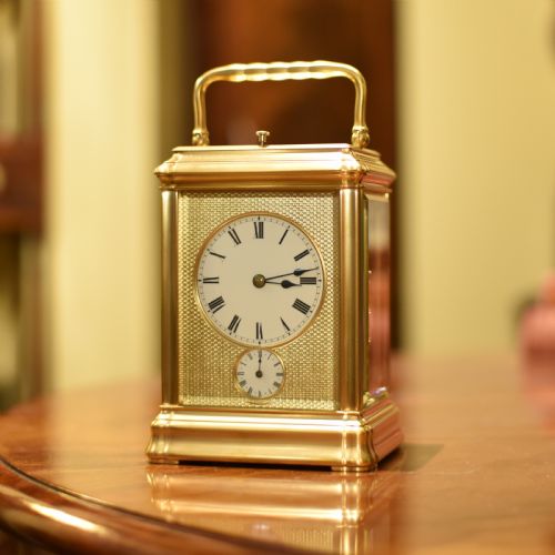carriage clock by gustave sandoz quarter strike - CATEGORY: ANTIQUE CLOCKS - DATED 1890